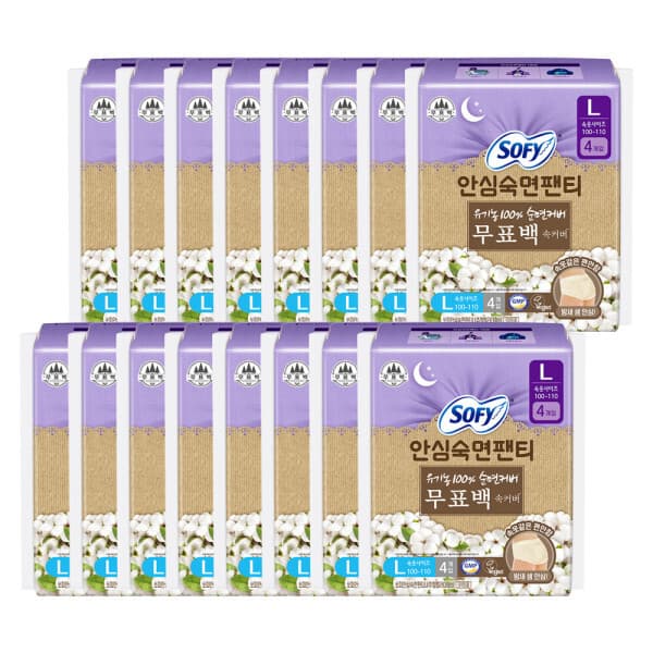 LG생활건강유니참 쏘피 안심숙면팬티 무표백 L 4P x 16개