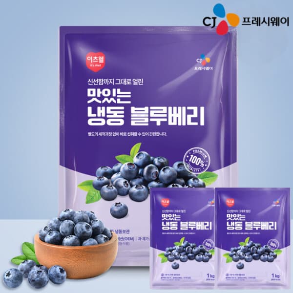 씨제이프레시웨이 이츠웰 냉동 블루베리 1kg x2개
