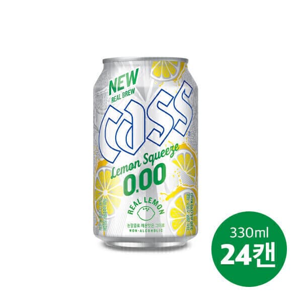 오비맥주공식스토어 카스 레몬스퀴즈 제로 논알콜 330ml 24캔