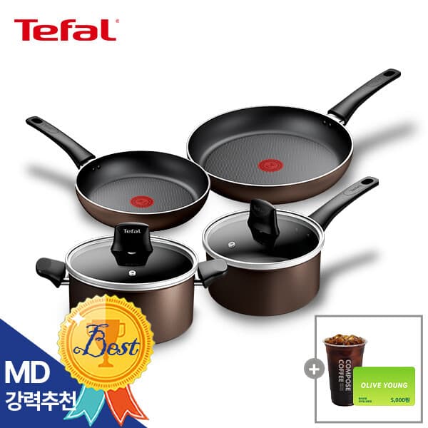 Tefal 테팔 뉴이노바시오 인덕션 프라이팬냄비 4종 세트(팬24cm/28cm+편수팬18cm+양수팬20cm)