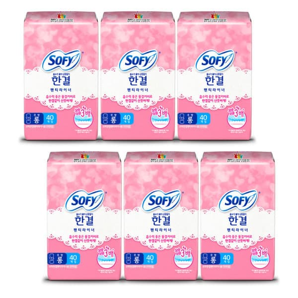 LG생활건강유니참 쏘피 바디피트 한결 팬티라이너 롱 무향 40P x 6개