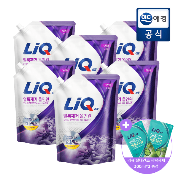 애경본사직영몰 리큐 올인원 얼룩제거 세탁세제 리필 2.1L x 6개 - 최저가 25,930원