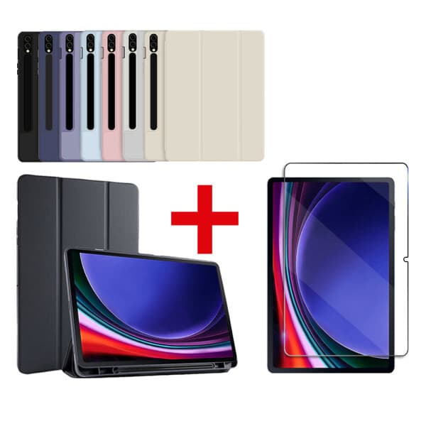 아이 OK 갤럭시탭S9 FE S10 FE S10 Lite 북커버 케이스 + 강화유리 액정보호필름