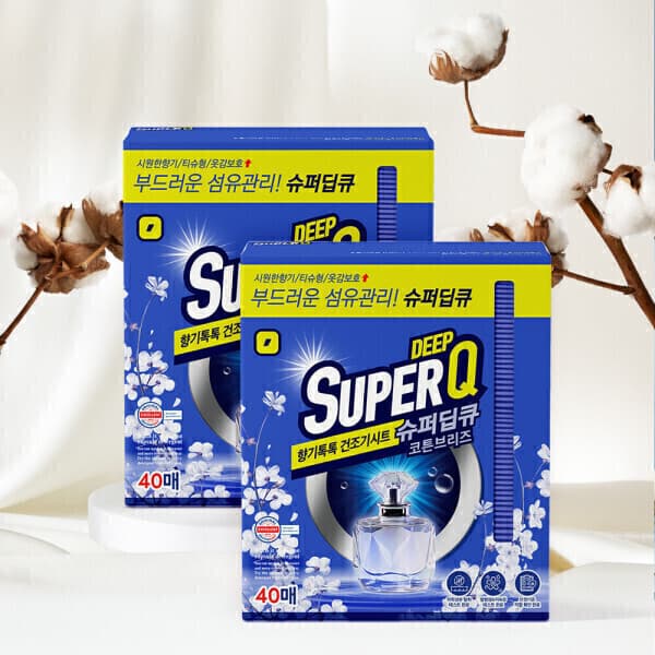 갓성비공식몰 슈퍼딥큐 코튼브리즈 40매+40매 건조기시트