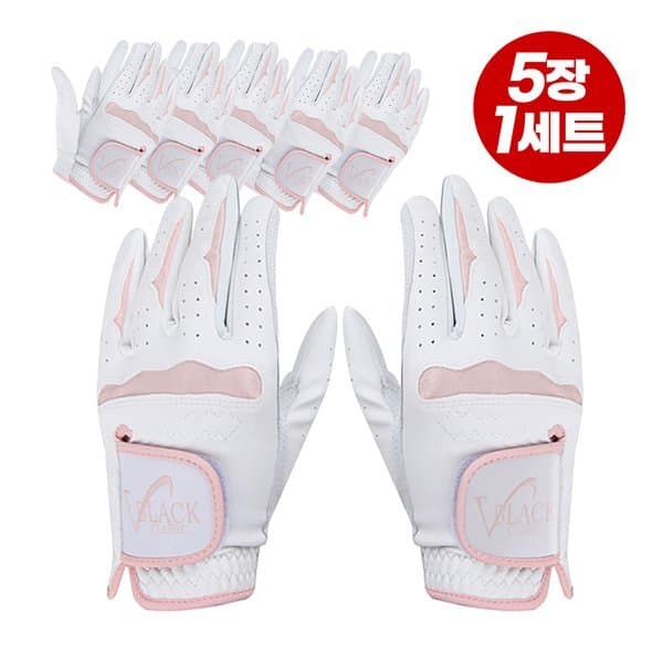신세계몰 FAST GOLF V-BLACK CLASSIC 반양피 여성 골프장갑 5장