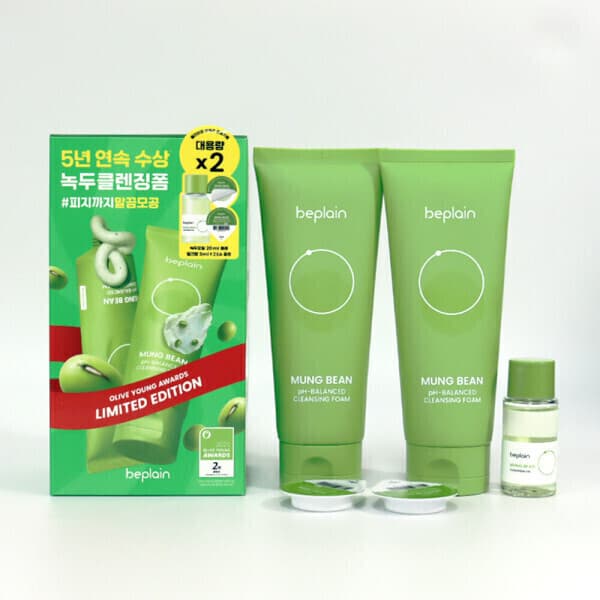 옴니코스 비플레인 녹두 약산성 클렌징폼 160ml 1+1 세트