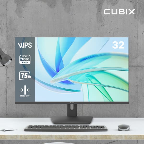 (주)큐빅스전자 큐빅스 LG IPS 패널 32인치 모니터 FHD 75Hz 베젤리스 CX320F75