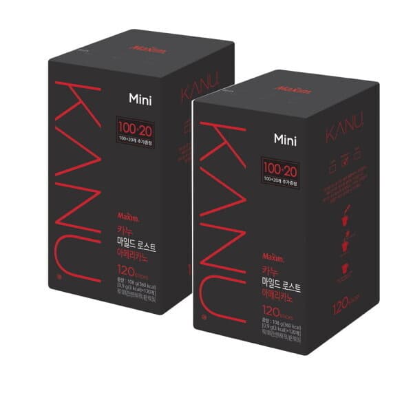 롯데 아이몰 카누 맥심 마일드 미니 100T+20 x2개입 총240T