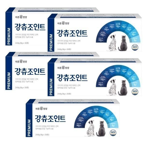 바른뉴트리 강츄조인트 강아지 고양이 관절 연골 슬개골 영양제 초록입홍합 콘드로이친 5개월분 - 최저가 125,000원
