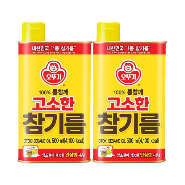오뚜기mall 고소한 참기름 캔 500ml 2개