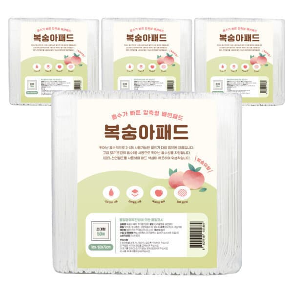 엔젤룩스 복숭아패드 초대형 60x76cm 45g 50매 x 4개 (200매) - 최저가 42,100원