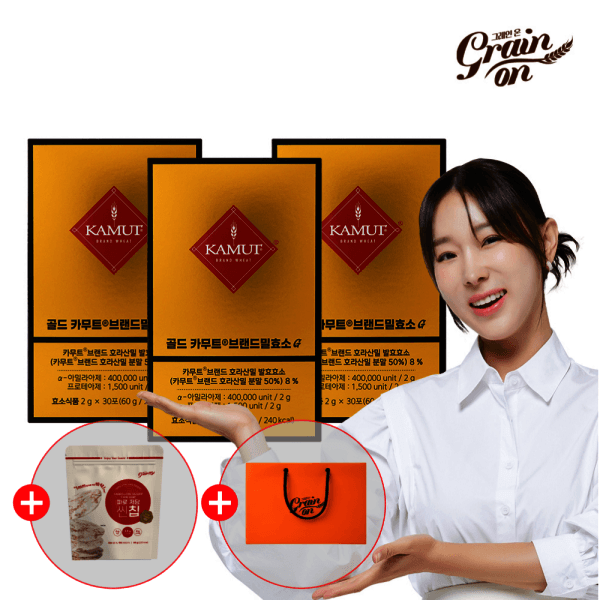 그레인온 골드 카무트효소G 3개월분(2g x 90포) + 쇼핑백 + 파로저당씬칩