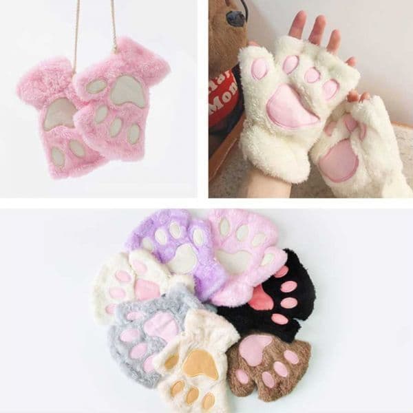 핫쇼핑777 밍크 고양이 장갑 7color 털 손가락없는장갑 - 최저가 8,000원