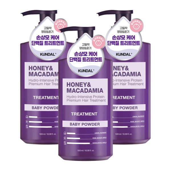 쿤달스타배송 쿤달 단백질 트리트먼트 베이비파우더 500ml 3개