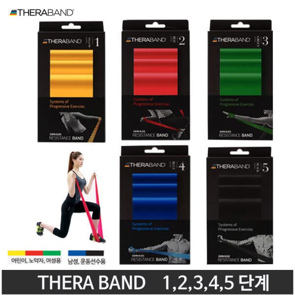 희망스포츠몰 세라밴드 2m 정품 Thera Band 옐로우 레드 그린 블루 블랙 - 최저가 11,000원
