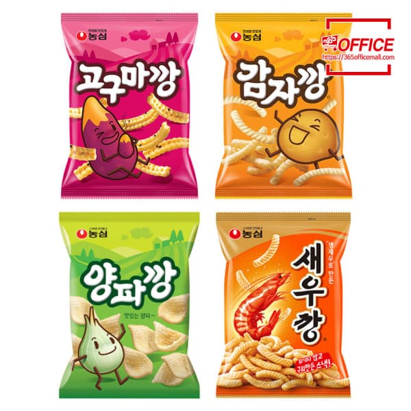 365오피스몰 농심 과자 깡시리즈세트(새우깡4 고구마깡4 감자깡4 양파깡4)