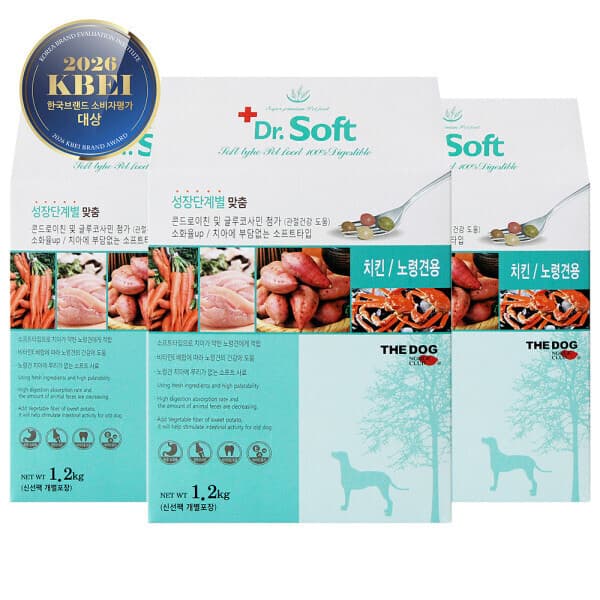 더독앤캣 닥터소프트 치킨 노령견용 1.2kg x 3개