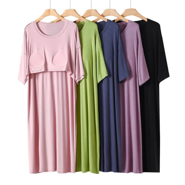 아웃사이즈 아웃사이즈 OA1802 빅사이즈 여성 모달 브라캡 잠옷 원피스 XL-2XL - 최저가 16,800원