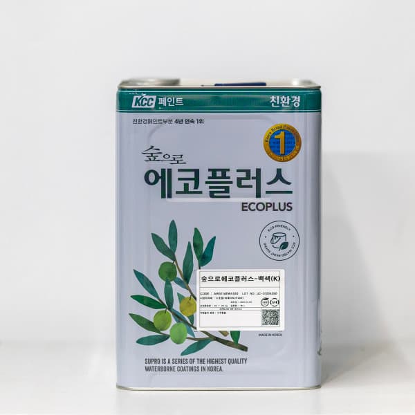 페인트다모아 KCC 숲으로에코플러스K 무광 백색 18L 친환경페인트