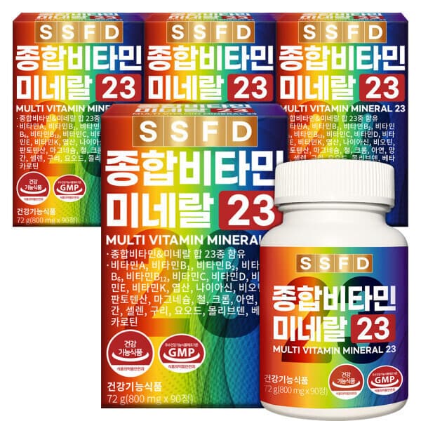 싸다좋다순수식품 종합비타민 미네랄 23종 멀티비타민 12개월분 4박스(360정)