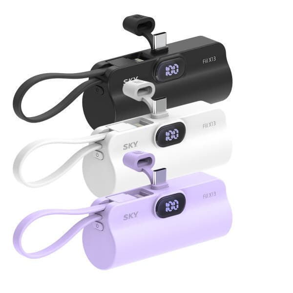 스카이공식온라인몰 필 LED 2in1 일체형 도킹형 미니 보조배터리 C타입 5000mAh X13