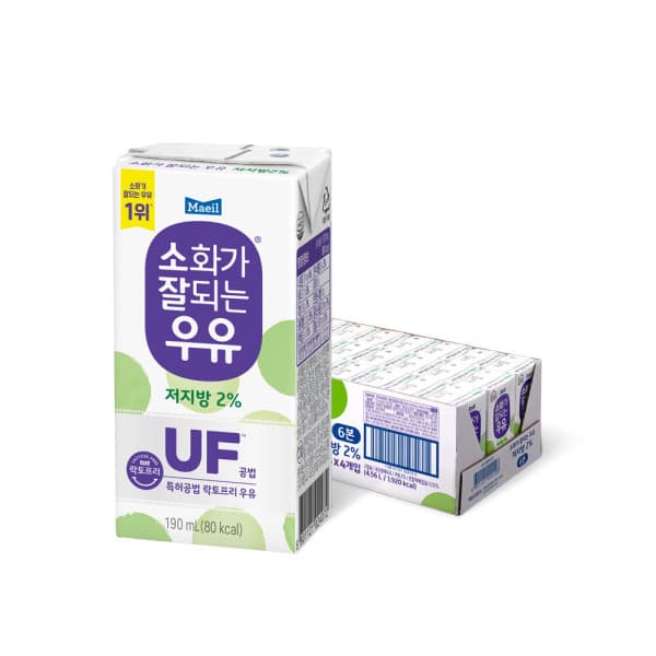 매일유업-스타배송 매일 소화가잘되는우유 저지방 멸균 190ml 24팩