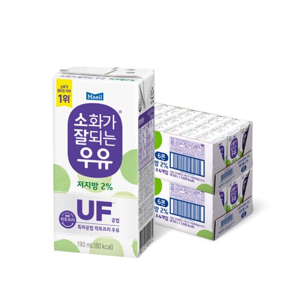 매일유업-스타배송 매일 소화가잘되는우유 저지방 멸균 190ml 48팩