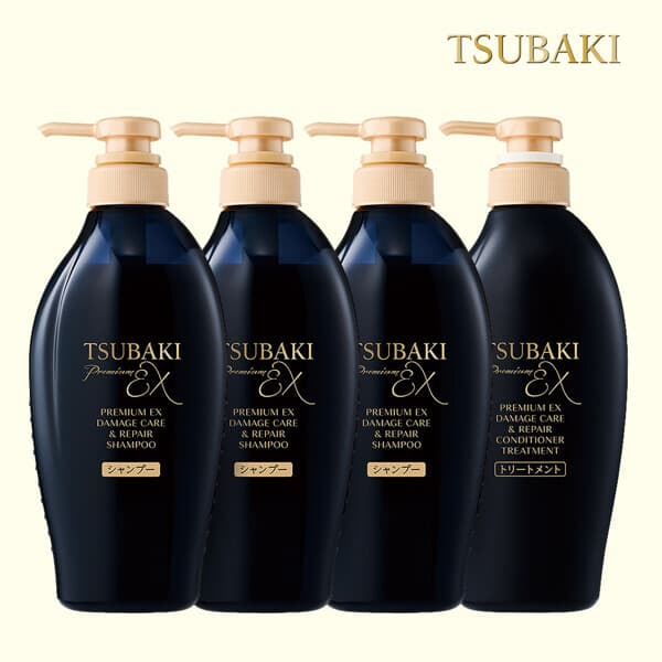 현대홈쇼핑Hmall 츠바키 프리미엄 EX 데미지케어 리페어 샴푸 450ml 3개 + 트리트먼트 450ml