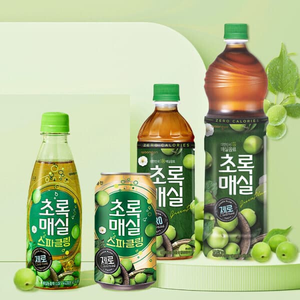 웅진푸드 초록매실 제로 1.5L 6개/500mL 12개 매실스파클링