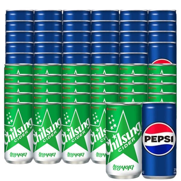 롯데칠성스타배송 펩시콜라 210ml x 30캔 + 칠성사이다 210ml x 30캔