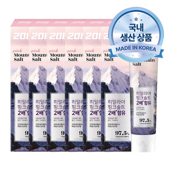 애경-스타배송 2080 퓨어플러스 핑크솔트 치약 150gX6입