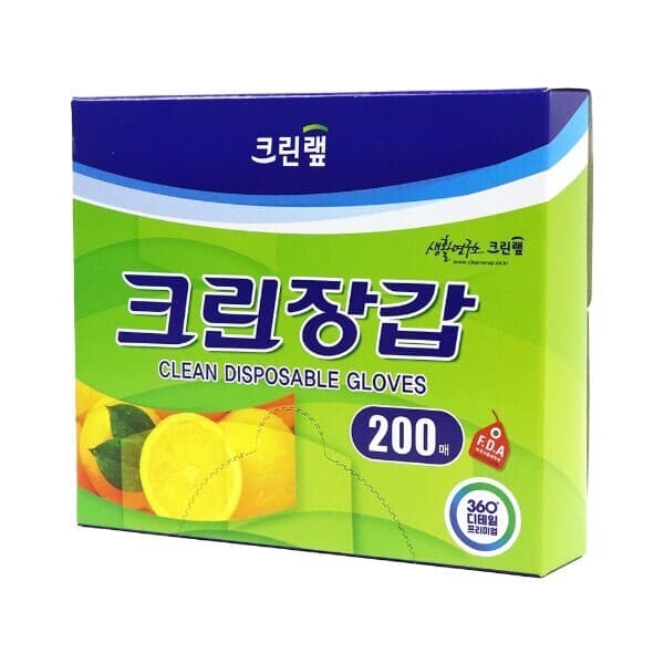 (주)모닝오피스 크린랲 크린장갑 중 200매 위생장갑 비닐장갑