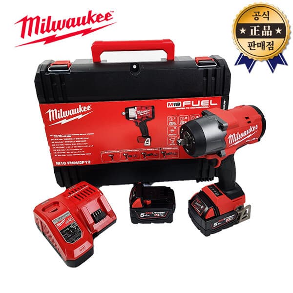 공구두일 밀워키 하이토크충전임팩렌치 M18 FHIW2F12-502X 5.0Ah 2배터리 12.7mm 18V
