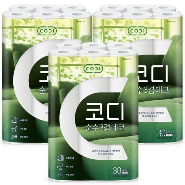 휴블리S 쌍용씨앤비 CODI 순수한 데코 3겹 30m 30롤 x 3개
