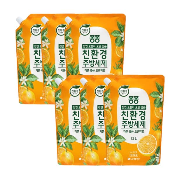 LG생활건강-스타배송 퐁퐁 친환경 주방세제 오렌지 1.2L 6개