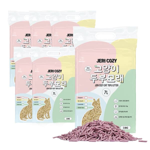 비엠하우스-본사 제리코지 고양이 두부모래 7L X 6개 라벤더향