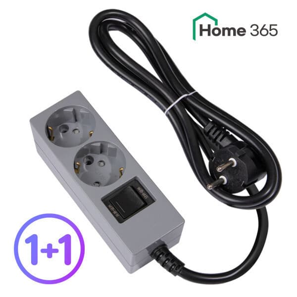 Home365 홈365 국산 과부하차단 멀티탭 2구 1.5m 그레이 블랙 - 최저가 19,900원