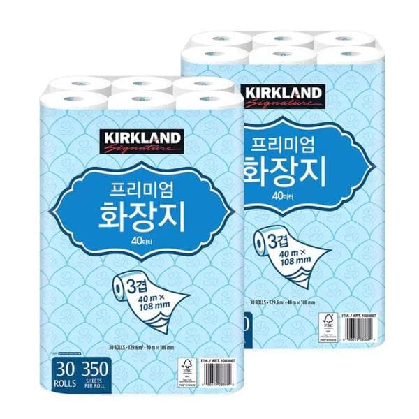 셀러허브샵 커클랜드 시그니춰 프리미엄 3겹 화장지 40m 30롤 2팩