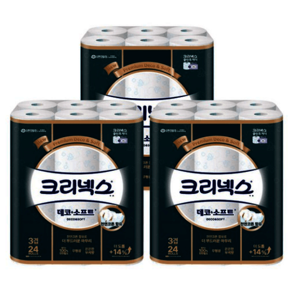 제이앤피shop 크리넥스 데코앤소프트 와이드 30m 24롤 3팩