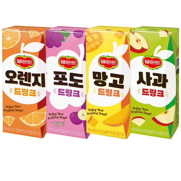 초대박할인몰 델몬트드링크 혼합 190mlx32팩 오렌지 포도 망고 사과 - 최저가 11,100원