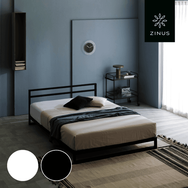 ZINUS 트리샤 헤드보드 철제 침대 프레임 블랙/화이트 SS/Q