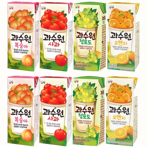 마셔몰 과수원 드링크팩 음료 190ml 복숭아+사과+오렌지+청포도 4가지맛 48팩
