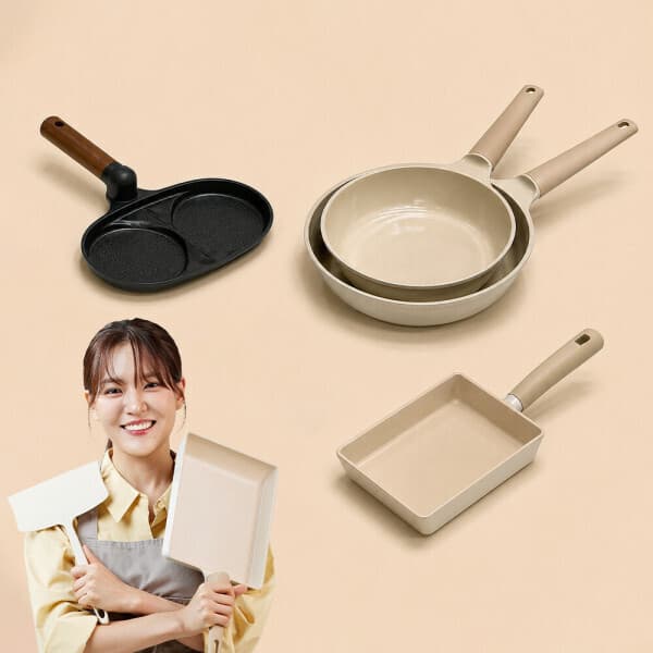 트루쿡 트루쿡 인덕션 세라믹 코팅 프라이팬 베이지/블랙