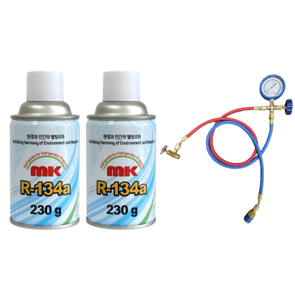 디에이치냉열 KC인증 자동차 에어컨 냉매 가스 R134a 2캔+충전도구 세트