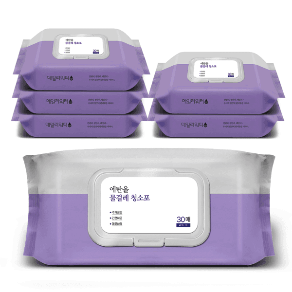 데일리워터공식대리점 세균닦는 에탄올이 들어간 물걸레 청소포 특대형 6팩/팩당30매(총180매) - 최저가 20,900원
