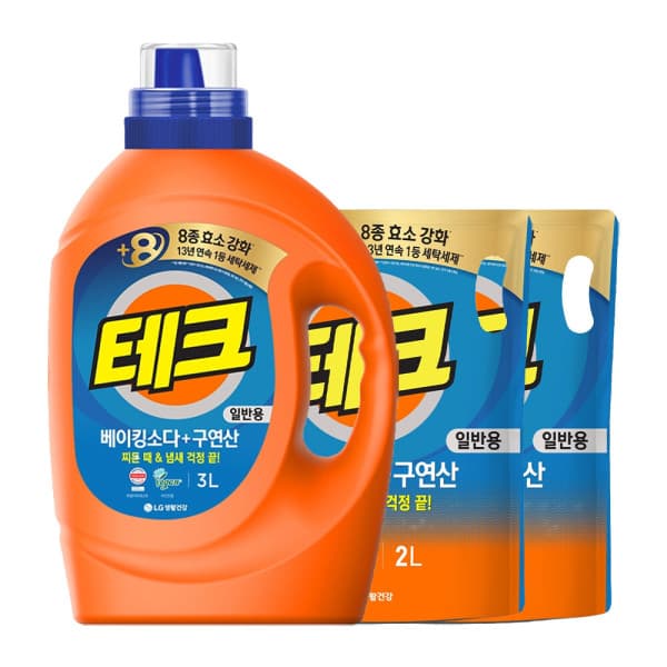 LG생활건강-스타배송 테크 베이킹소다 구연산 액체세제 3L 2L