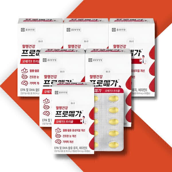 텐빌 종근당건강 프로메가 오메가3 트리플 장용성 캡슐 654mg x 60캡슐 6박스