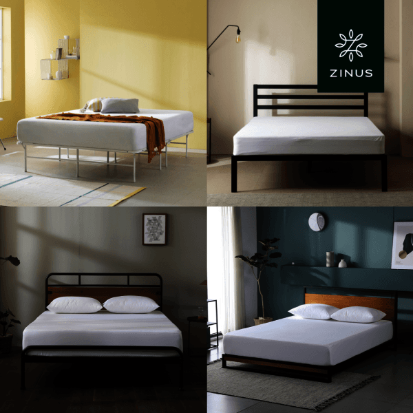 ZINUS 모던 심플 침대 프레임 철제 원목 저상형 (S/SS/Q) - 최저가 138,600원