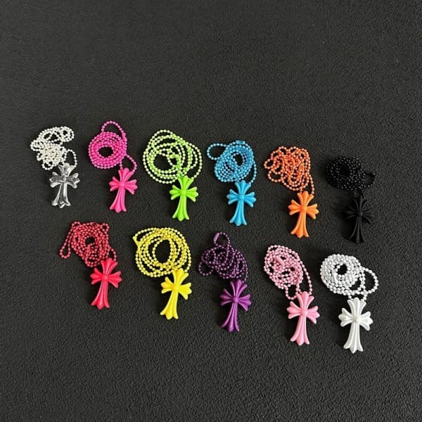 THEBESTMARKET 11Color 실리콘 컬러플 크로스 십자가 목걸이