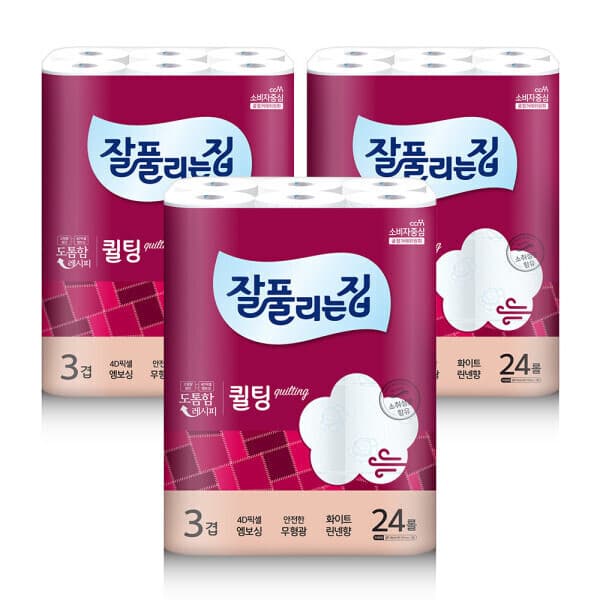 미래생활 잘풀리는집 미래생활 잘풀리는집 퀼팅 3겹 화장지 너비107mm 30m 24롤 3팩 - 최저가 34,900원